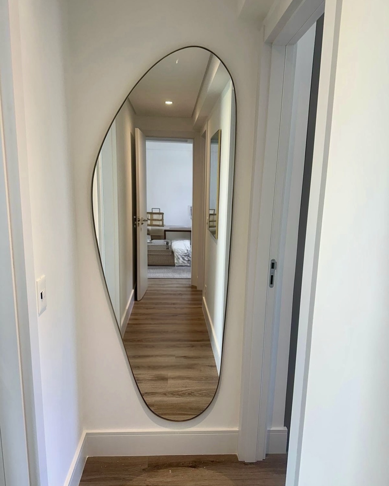 Espelho orgânico com moldura metálica